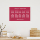 Carmine Magenta 10 Tafel Stoelindeling Poster (Keuken)