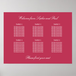 Carmine Magenta 6 Tafel Stoelindeling Poster