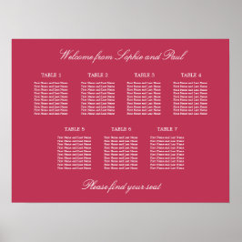 Carmine Magenta 7 Tafel Stoelindeling Poster
