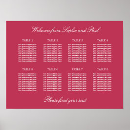 Carmine Magenta 8 Tafel Stoelindeling Poster