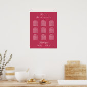 Carmine Magenta 9 Tafelstoelindeling Poster (Keuken)