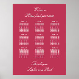 Carmine Magenta 9 Tafelstoelindeling Poster