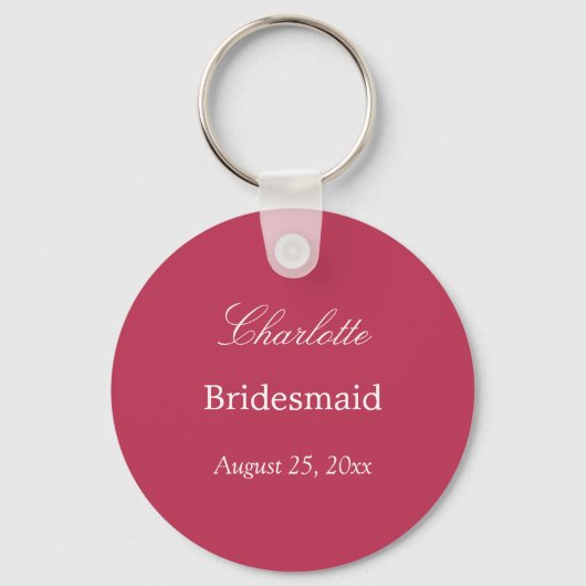 Carmine Magenta Bridesmaid Dank u Sleutelhanger (Voorkant)