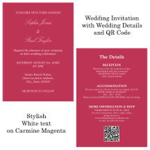 Carmine Magenta Bruiloft QR Code RSVP Uitnodiging