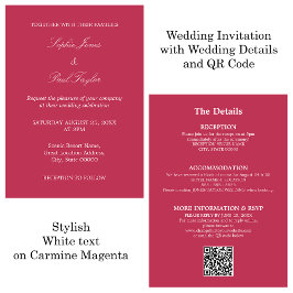 Carmine Magenta Bruiloft QR Code RSVP Uitnodiging