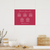 Carmine Magenta Rood 5 Tafel Stoelindeling Poster (Keuken)