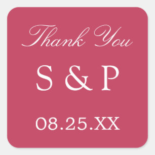 Carmine Magenta Wedding Favor Bedankt Sticker