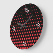 Carmine Pink Polka Dot Modern Black Grote Klok (Hoek)