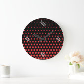 Carmine Pink Polka Dot Modern Black Grote Klok (Huis)