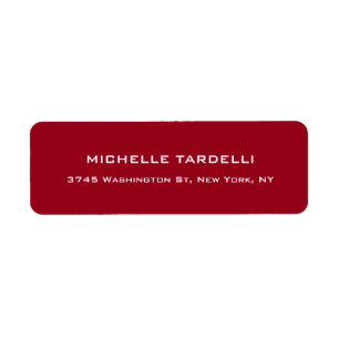 Carmine Red Plain Elegant Modern Trendy Minimalist Etiket