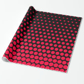 Carmine Red Polka Dot Modern Black Cadeaupapier (Uitgerold)