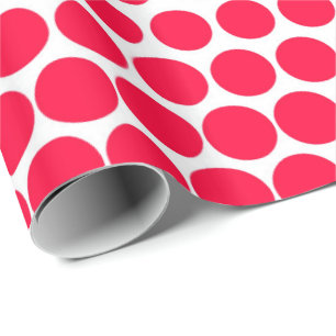 Carmine Red Polka Dot Modern White Cadeaupapier