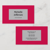 Carmine Red Silver Grey Trendy Visitekaartje (Voorkant / Achterkant)