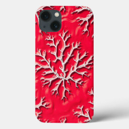 Carmine Red Tree Texture iPhone Case