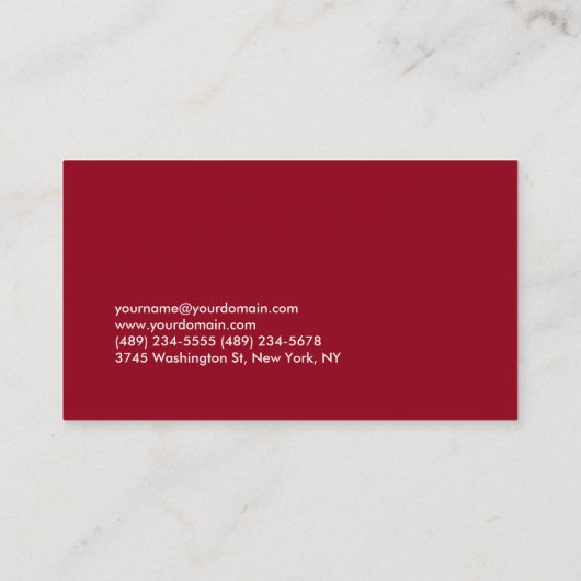 Carmine Red — unieke persoonlijke trainer Visitekaartje (Achterkant)