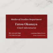 Carmine Red Velvet Print Visitekaartje (Achterkant)