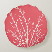 Carmine roze vlinders Botanische takken Modern Rond Kussen (Achterkant)