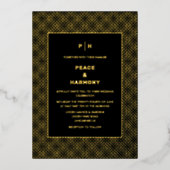 Carnaby Confetti Gold Black Wedding Folie Uitnodiging (Voorkant)