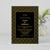 Carnaby Confetti Gold Black Wedding Folie Uitnodiging (Staand Voorkant)
