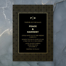 Carnaby Confetti Gold Black Wedding Folie Uitnodiging