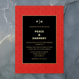 Carnaby Confetti Gold Red Black Wedding Folie Uitnodiging