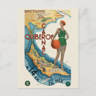Carnac - Quiberon France Vintage Poster 1930 Briefkaart
