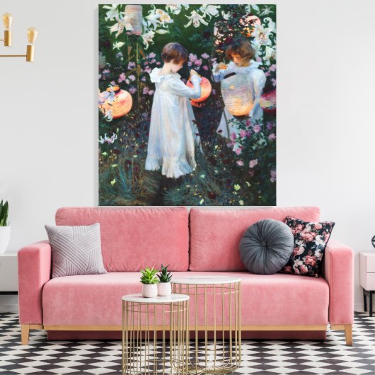 Carnance Lily Roos John Sargent Fine Art Canvas Afdruk (Insitu (Woonkamer))