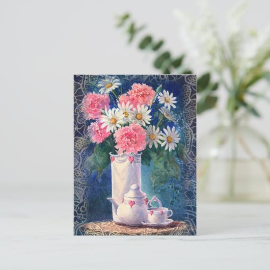 CARNATIES EN OUDE LACE VAN SHARON SHARPE BRIEFKAART (Staand voorkant)