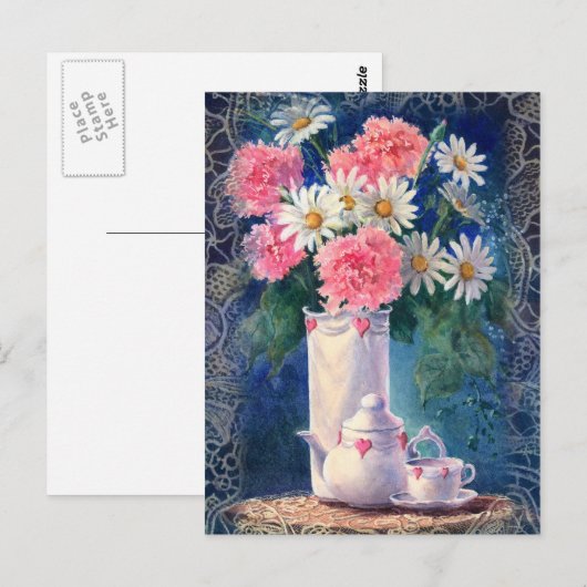 CARNATIES EN OUDE LACE VAN SHARON SHARPE BRIEFKAART (Voorkant / Achterkant)