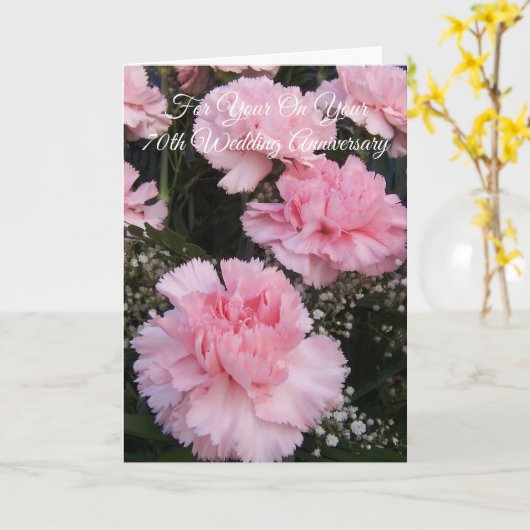 Carnaties Speciaal 70ste bruiloft Jubileum Kaart (Gele Bloem)