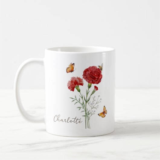 Carnation Birth Month Flower Koffiemok (Links)