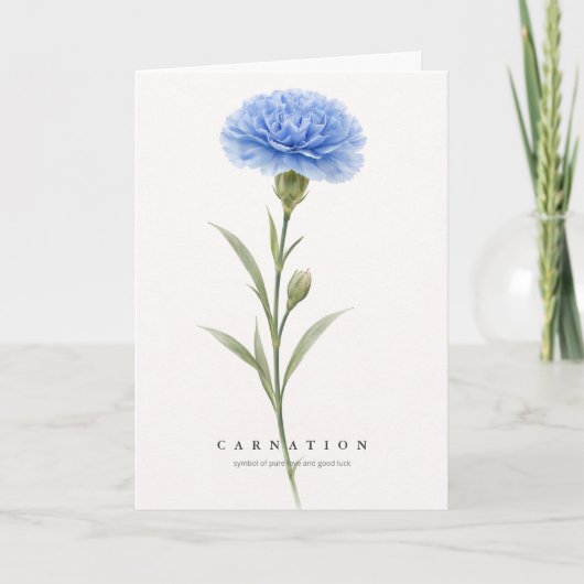 Carnation Botanical Art Symbol of Love & Good Luck Kaart (Voorkant)