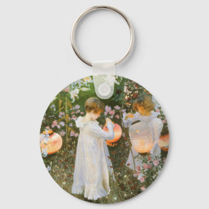 Carnation, Lily, Lily, Rose door John Singer Sarge Sleutelhanger