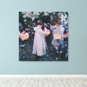 Carnation Lily Lily Rose van John Singer Sargent Canvas Afdruk (Insitu (Houten vloer))
