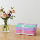 Carnation Pink, Mauve and Robin Egg Blue Stripes Cadeaupapier