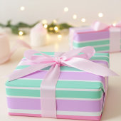 Carnation Pink, Mauve and Robin Egg Blue Stripes Cadeaupapier