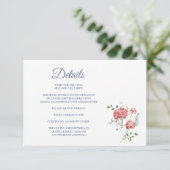 Carnations and Blue Enclosure Card Details Informatiekaartje (Staand voorkant)