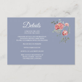 Carnations and Blue Enclosure Card Details Informatiekaartje