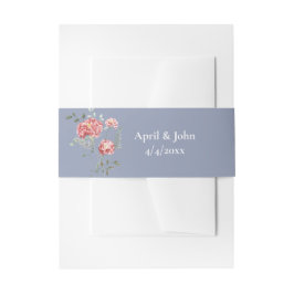 Carnations and Blue Wedding Invitation Belly Band Uitnodigingen Wikkel