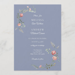 Carnations and Blue Wedding Invitation Suite Kaart