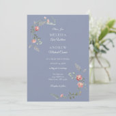 Carnations and Blue Wedding Invitation Suite Kaart (Staand voorkant)