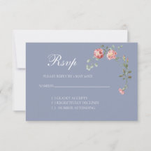 Carnations and  Blue Wedding RSVP card