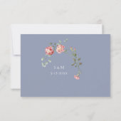 Carnations and Blue Wedding RSVP card Kaartje (Achterkant)