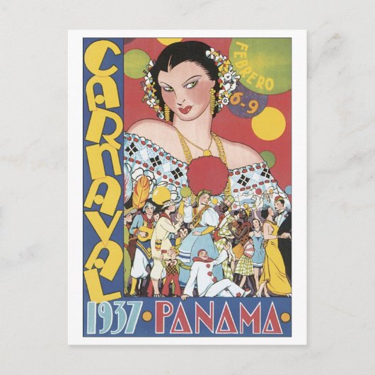  carnaval 1937 Panama Travel Poster Briefkaart (Voorkant)