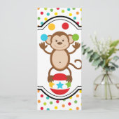 Carnaval Aap Verjaardag Uitnodiging (Staand voorkant)