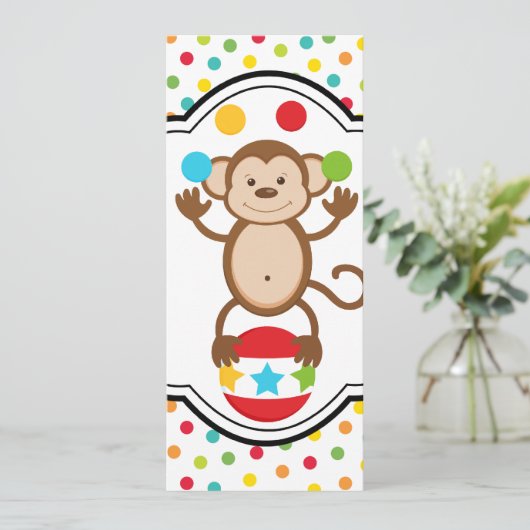 Carnaval Aap Verjaardag Uitnodiging (Staand voorkant)