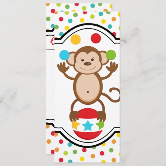 Carnaval Aap Verjaardag Uitnodiging (Voorkant / Achterkant)