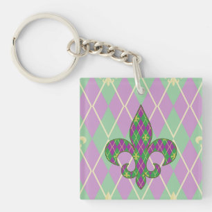 Carnaval Argyle Acryl Sleutelhanger