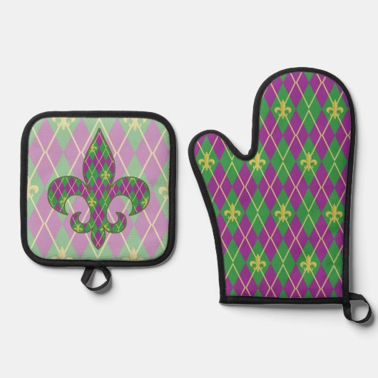 Carnaval Argyle Ovenwant & Pannenlap Set (Voorkant)