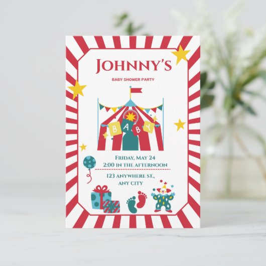 Carnaval Baby Douche Uitnodigingen (Staand voorkant)